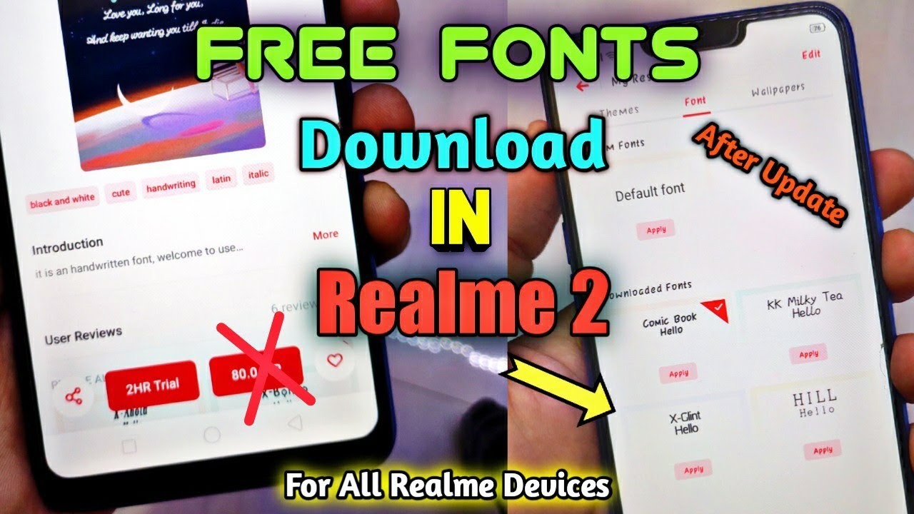 Apply Free Fonts🔥For Realme 2 & Realme C1 From Theme Store Without 5 min Trail!!!
