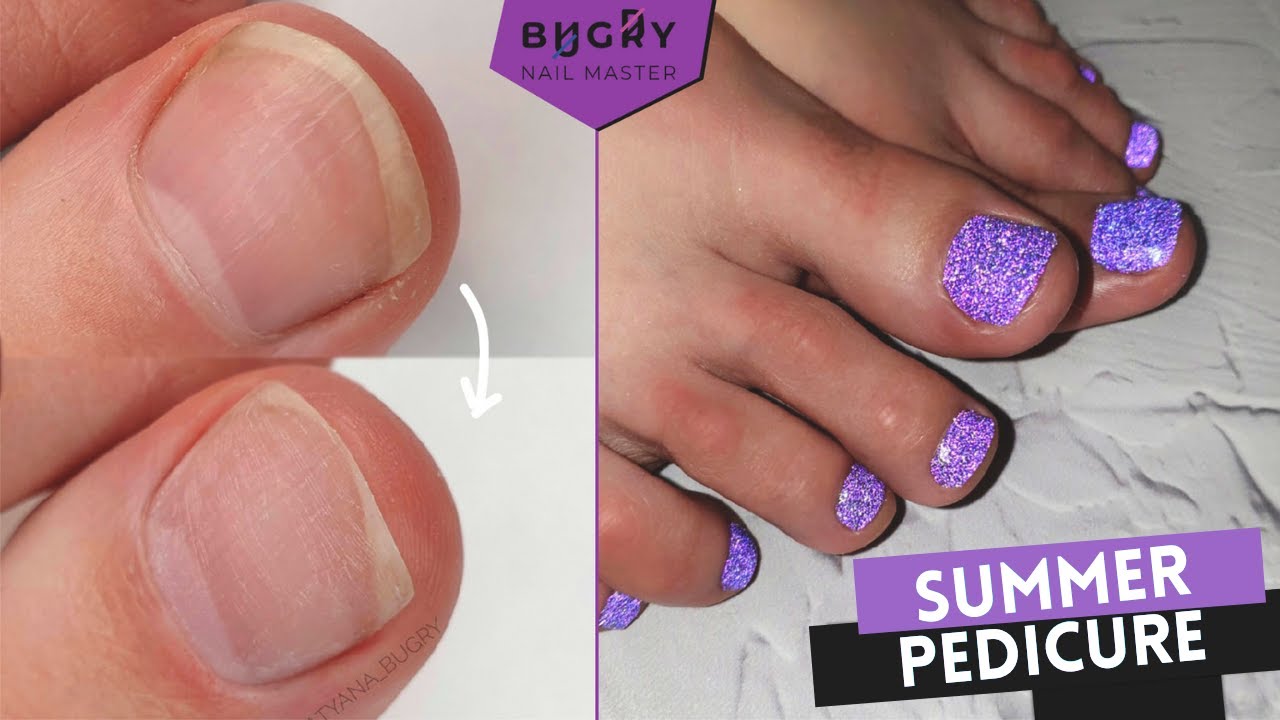 Summer Pedicure For My Client, Shaping Toenails, Efile Pedicure + Reflective Polish