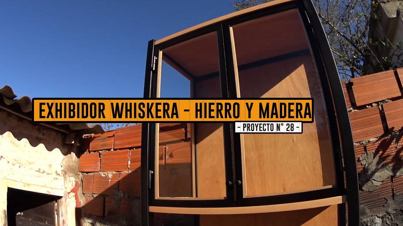 Whiskera exhibidor - Hierro y madera