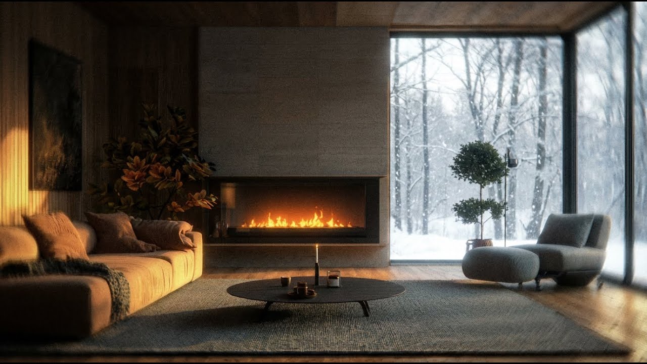 Cozy Fireplace Ambience  Winter Night Fire Sounds Relaxing