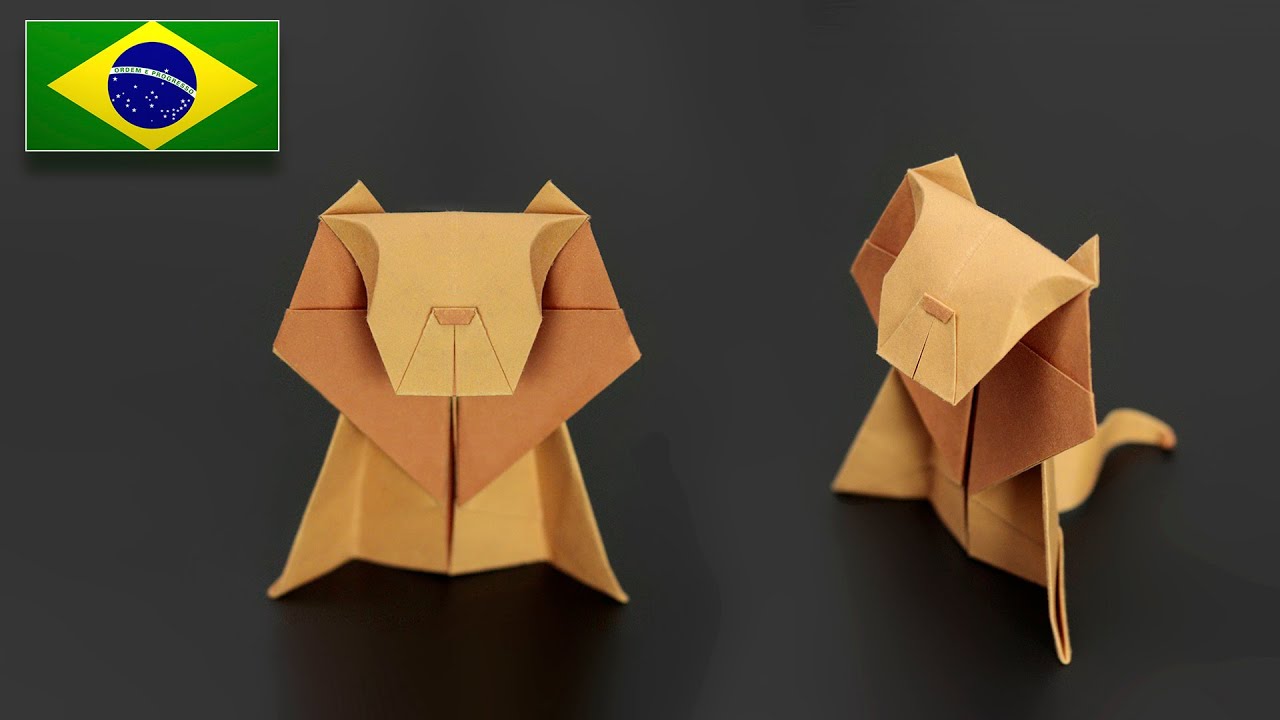 Como fazer um LEÃO de papel - Tutorial de Origami PT-BR