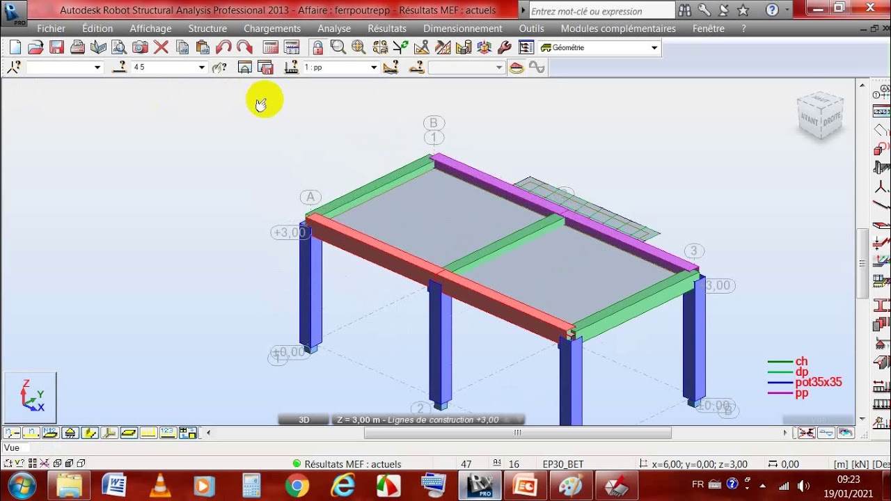 Ferraillage poutre par robot