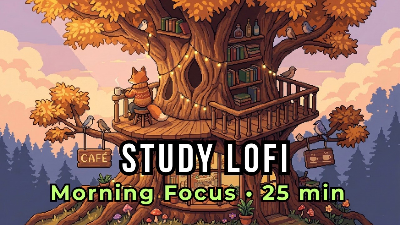 🦊 Morning Study Vibes | Lofi Hip Hop Beats to Focus 🎧 - Pixel Art - 25 min