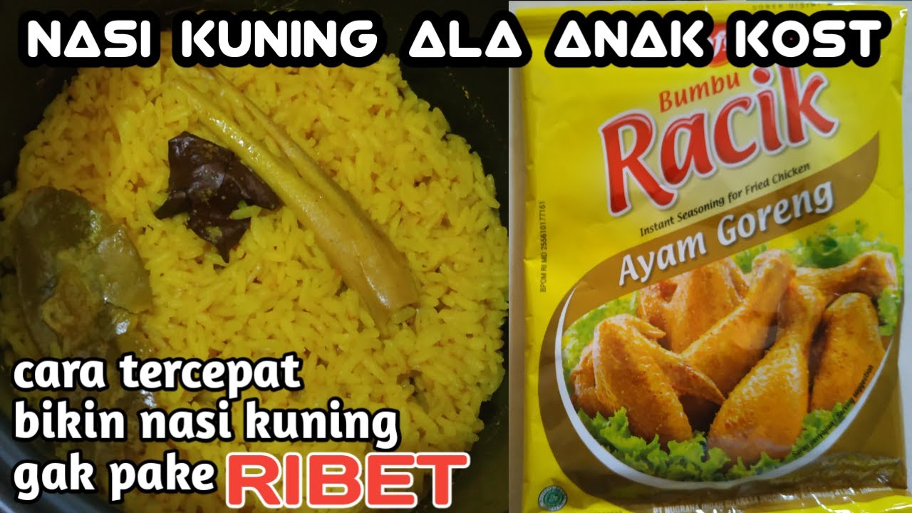 MASAK NASI KUNING PAKE BUMBU INSTAN AYAM GORENG DI RICE COOKER
