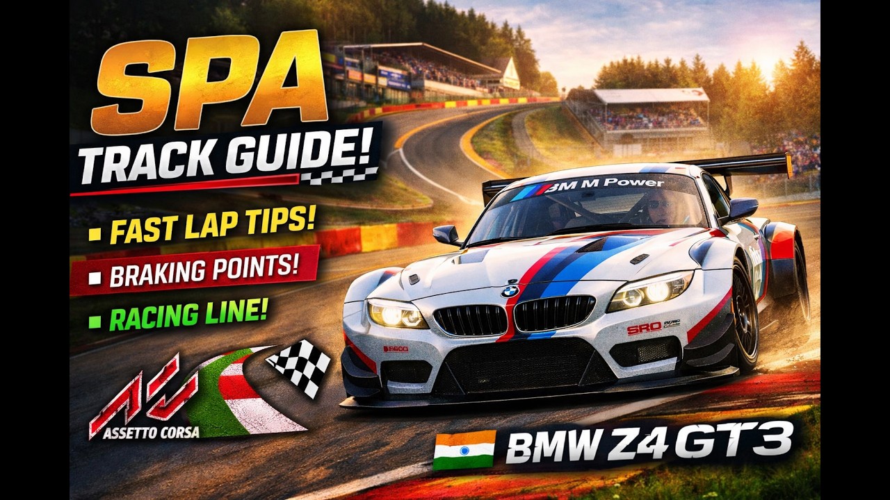BMW Z4 GT3 @ Spa Track Guide | Assetto Corsa | Indian National Esports Qualifier Prep