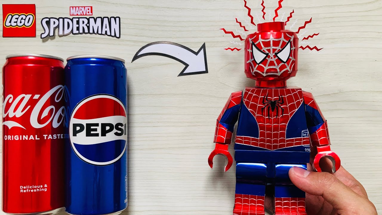 Homemade LEGO SPIDER-MAN Using Soda Cans