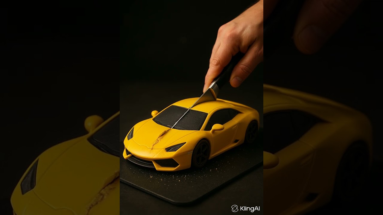 Yellow Lamborghini Cake Cutting ASMR 🍰🚘 | Ultra-Realistic Luxury Car Cake