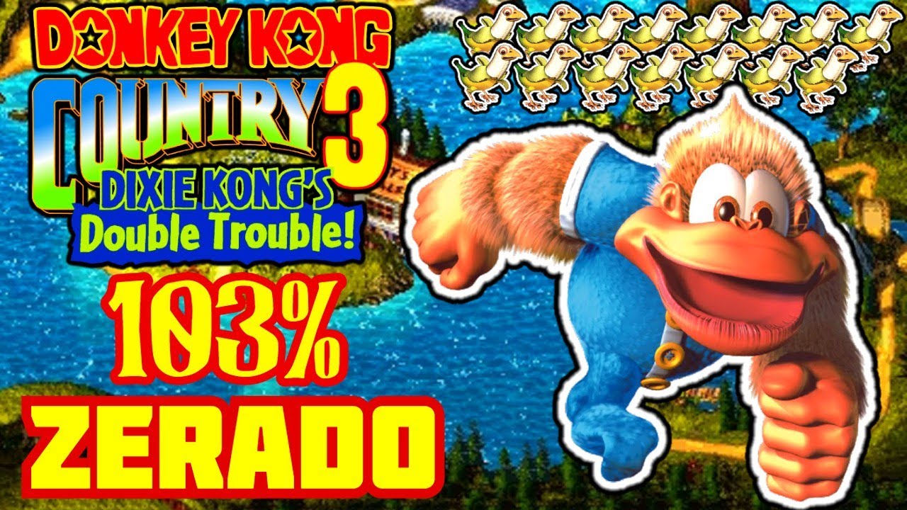 Donkey Kong Country 3 103% - ZERADO - Todos os Bônus e Banana Birds !!