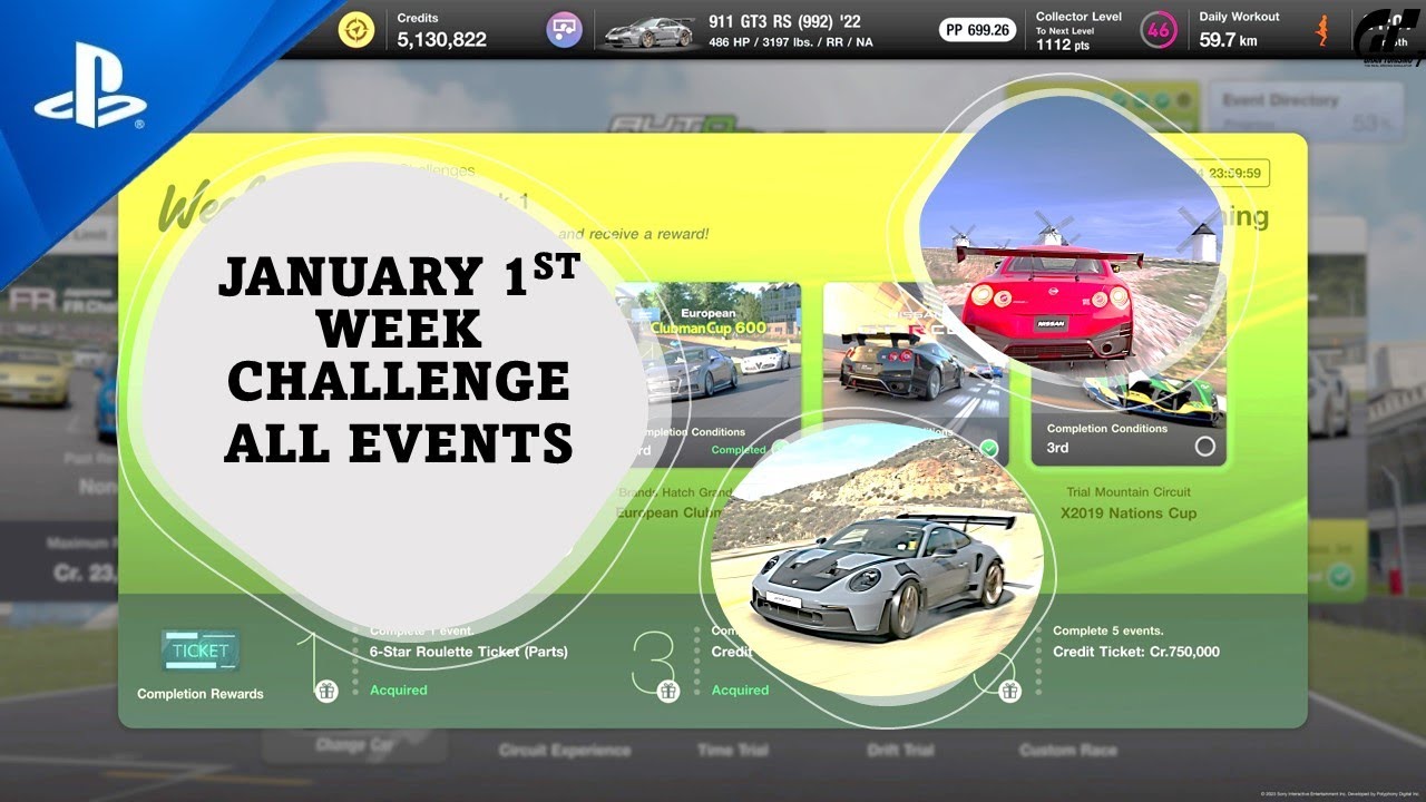JANUARY 1ST WEEK CHALLENGE ALL EVENTS. Win Made Easy. #ps5gameplay #gt7gameplay #weeklychallenge