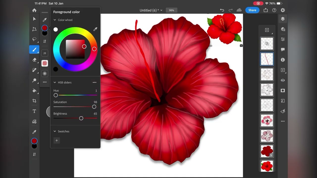 How to make Hibiscus flower Digital Painting 