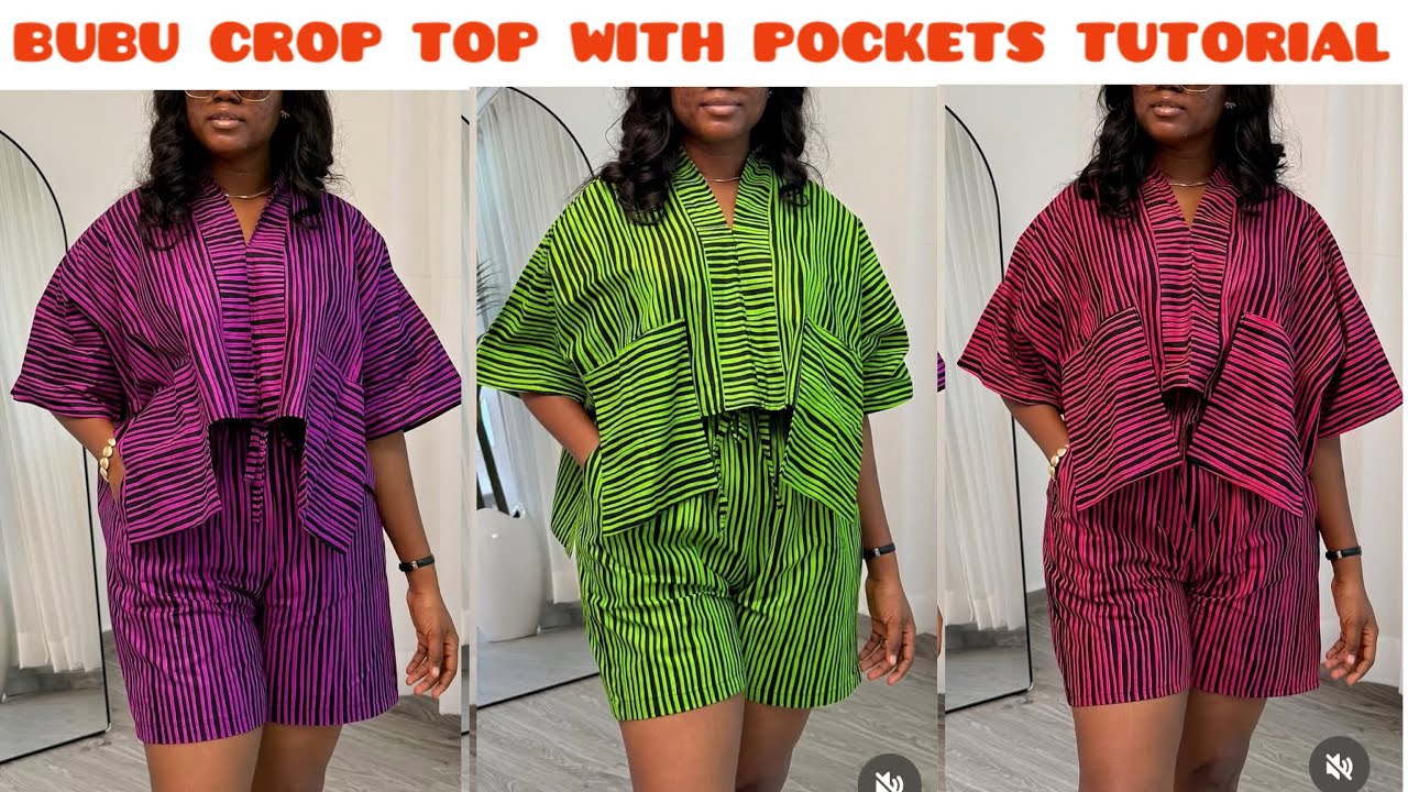 How to Cut and Sew this Trendy High Low Bubu Crop Top with Hanging Pockets and Collar