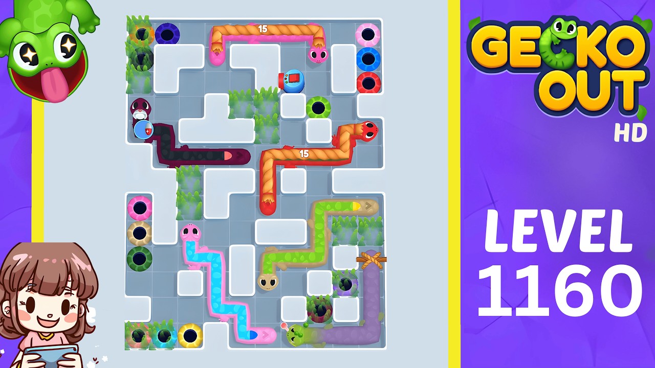 Прохождение уровня 1160 игры Gecko Out.