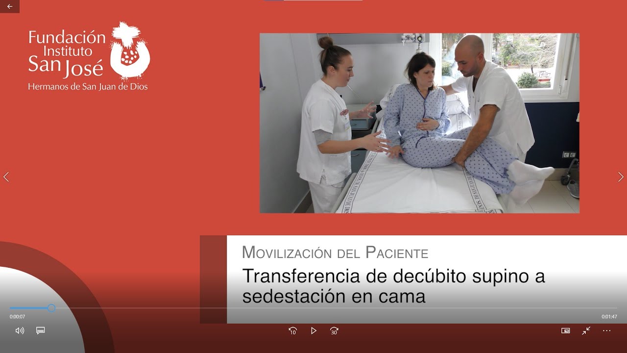 Transferencia de decúbito supino a sedestación en cama