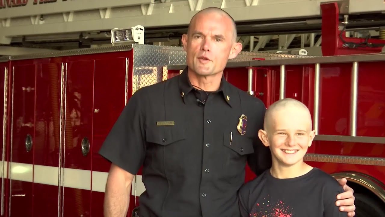 Oxnard Fire Department shave their heads for cancer research