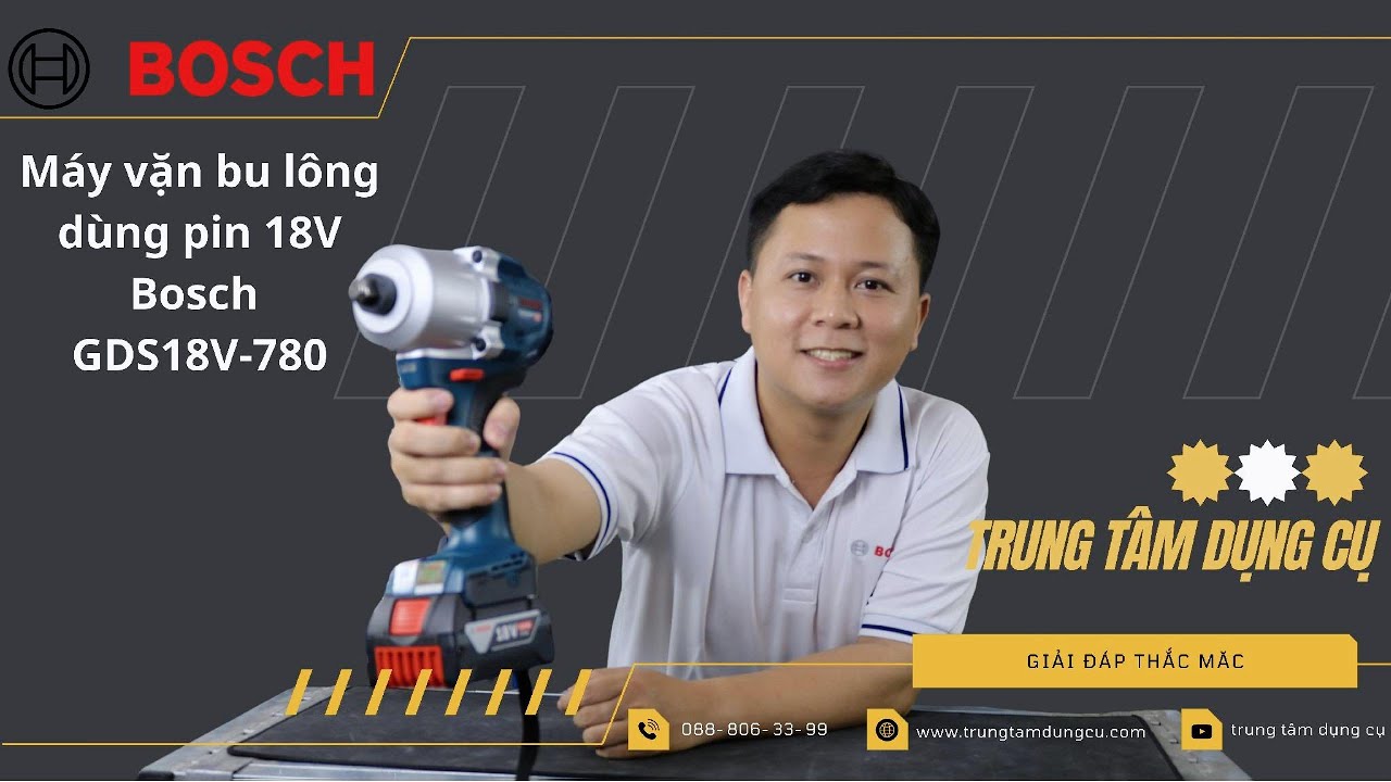 Máy vặn bu lông pin Bosch GDS 18V-780 – 18V, lực siết 780Nm, nhỏ gọn, chuyên nghiệp!