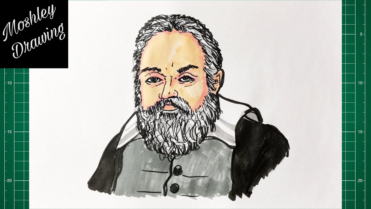 How to Draw Galileo Galilei Step by Step