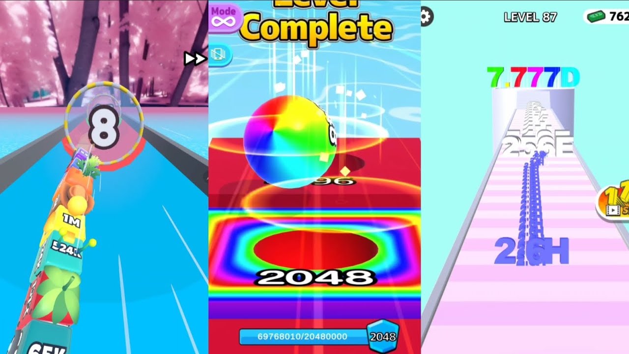 2048 | Jelly Tube Run 2048 vs Ball Run 2048 vs Number Run Race 3 in one Gameplay | Run & Merge #16