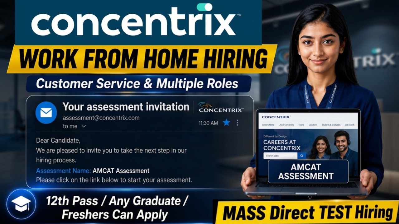 Concentrix Work From Home Jobs 2026 🔥 Customer Service & Multiple Roles | 12th Pass & Freshers Apply