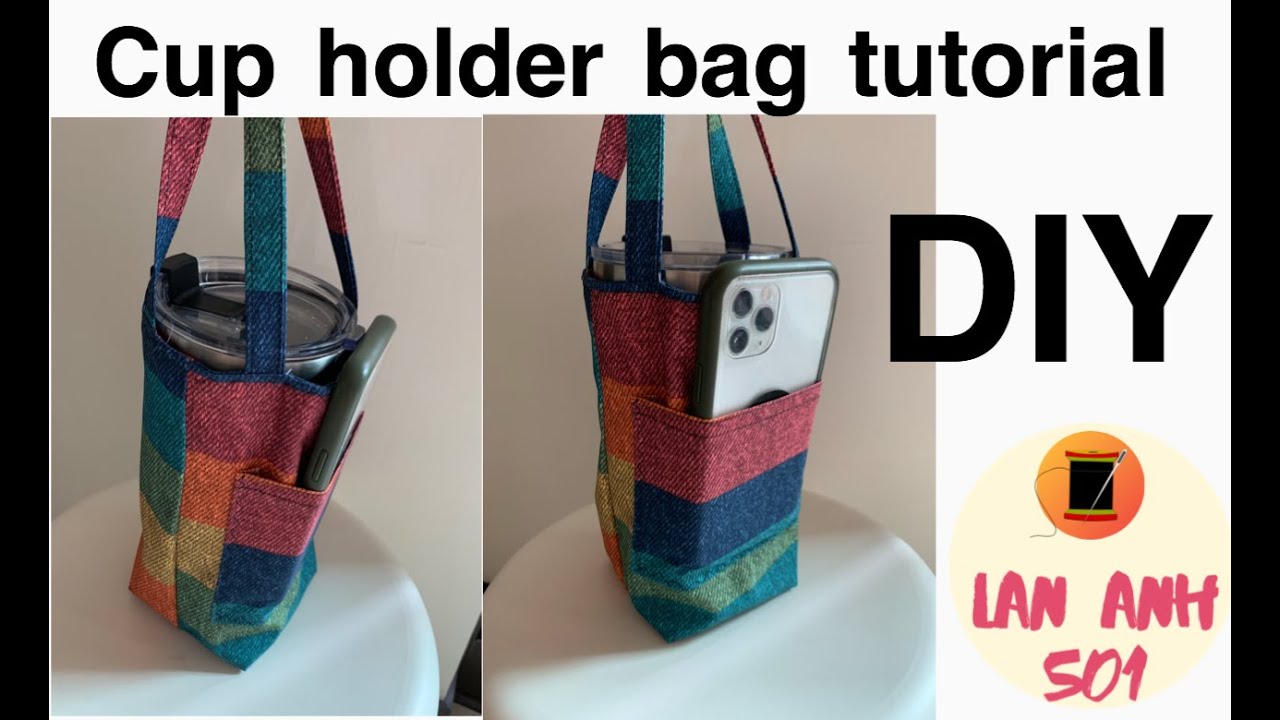 Sew47🍀DIY cup holder bag tutorial / 手搖飲料袋，冰壩杯也可以/ hướng dẫn may túi đựng nước ngọt, bình nước