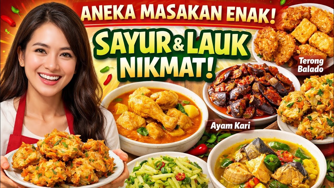 Masak Rumahan Lengkap! Terong, Tahu Tempe Goreng, Bakwan, Tongkol Kuah Kuning & Ayam Kari