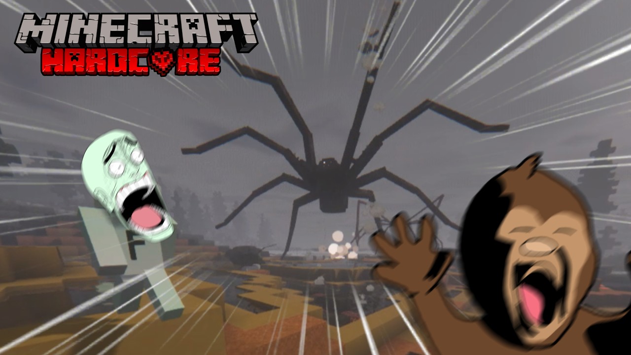 大量の節足動物が襲ってくる世界でハードコアサバイバル【Minecraft】