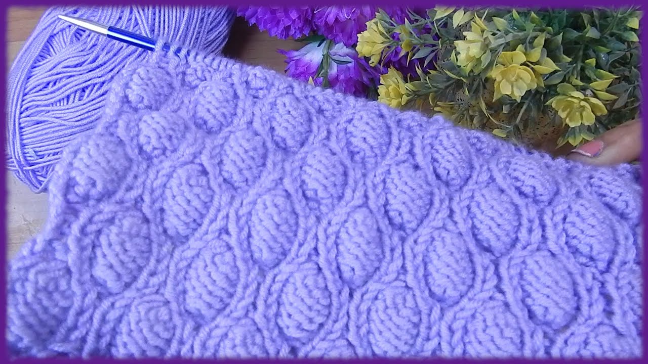 غرزة تريكو مجسمة و سهلة جدا((غرزة الشرنقة))--Cocoon Stitch