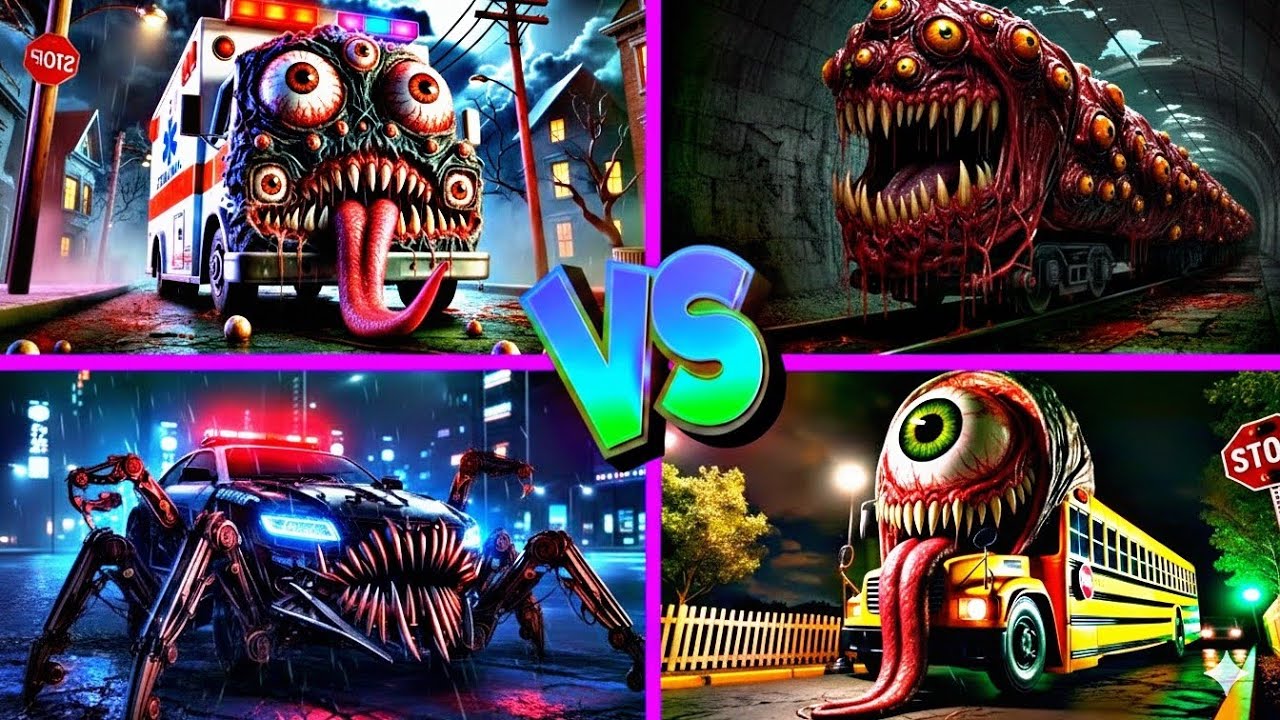  Ambulance Eater🆚Bus Eater🆚Police Car Monster🆚Train Eater - Tiles Hop EDM Rush 🎶 →#shorts #TilesHop 