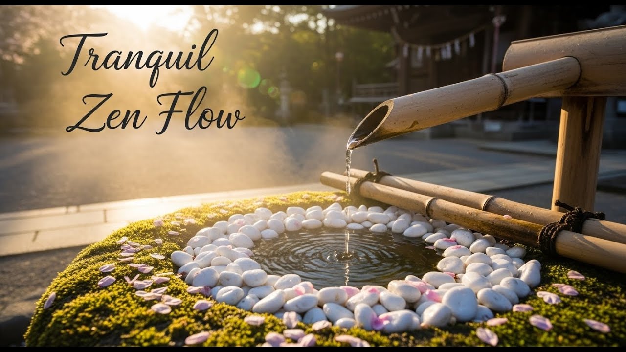Healing Zen Drift Calm Bamboo Fountain and Candle Glow for Deep Sleep Meditation Healing Serenity