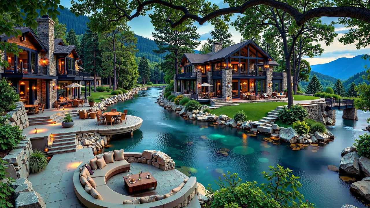 April Jazz in Spring Morning Ambience - Cozy Outdoor Cabin By The River & Tranquil Piano Jazz Music