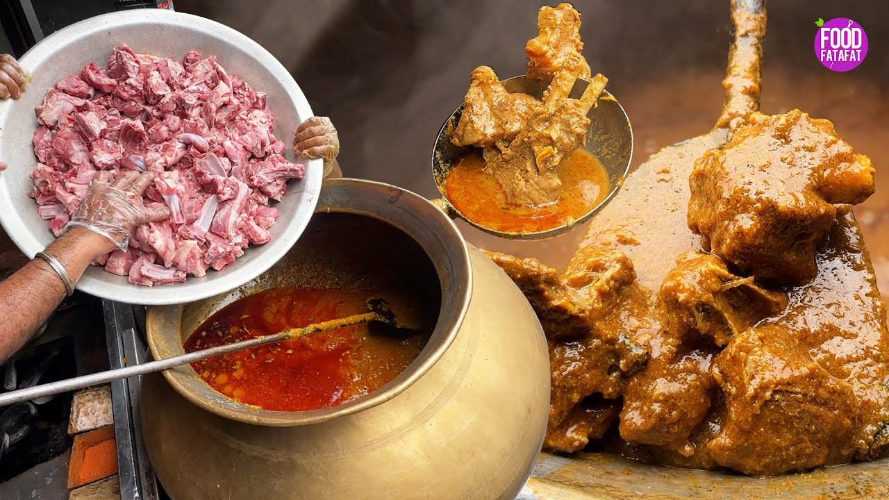अमृतसर का फेमस देसी घी का बकरे का मीट Bulk Making Of Mutton | Bubby Fish & Chicken | STREET FOOD