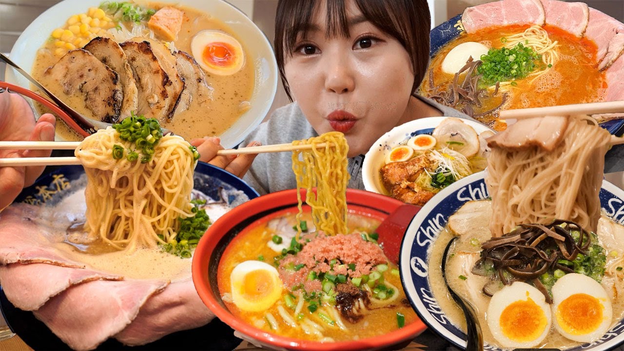 [Сборник] Японский рамен 10 видов, Хоккайдо, Фукуока, Токио, Осака Мукбанг