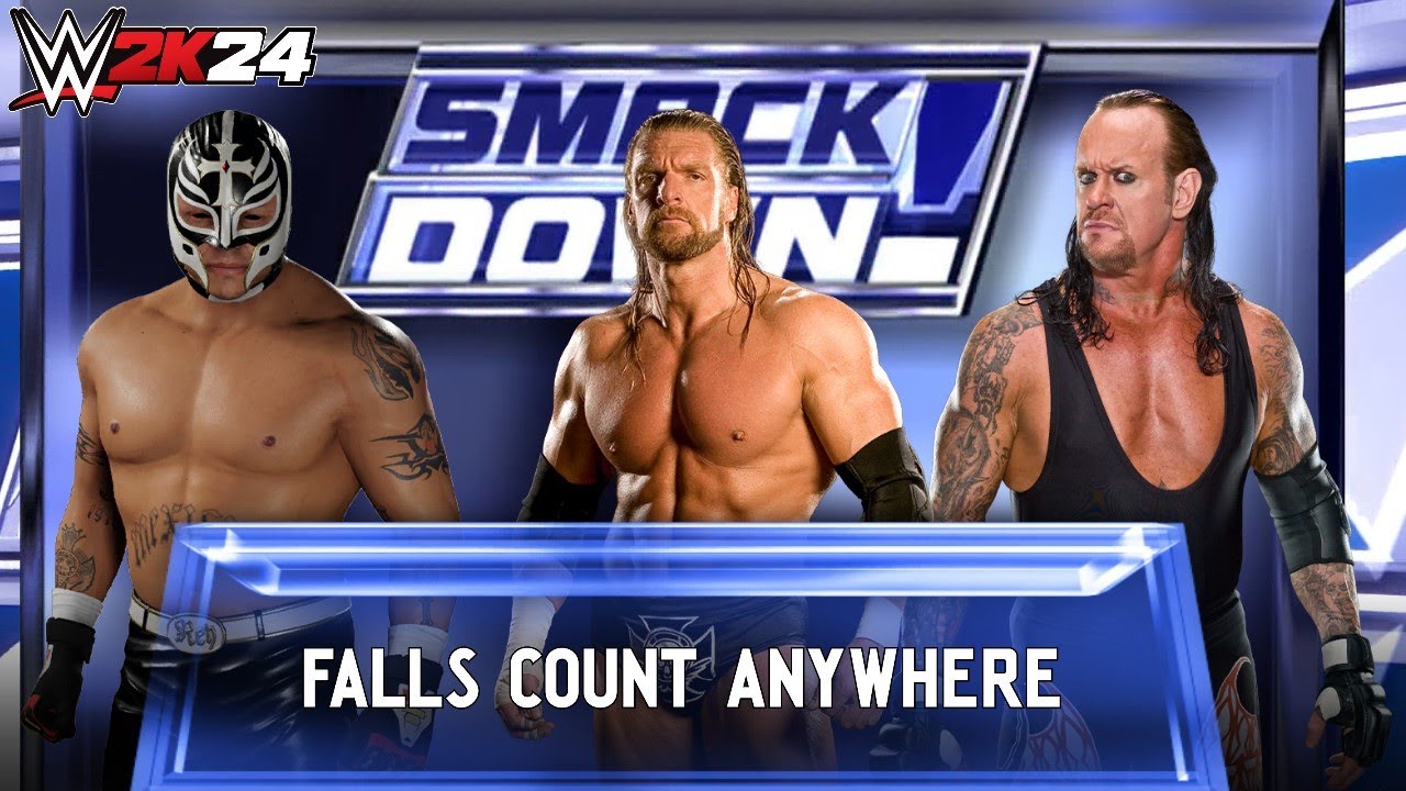 WWE 2k24 - Рей Мистерио против Трипл Эйча против Андертейкера: матч без правил на Smackdown