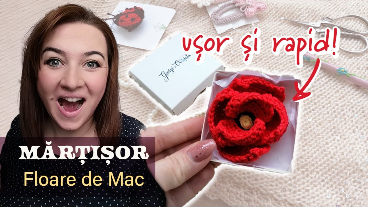 🌹 Cum crosetam pas cu pas  o floare de mac 🌹