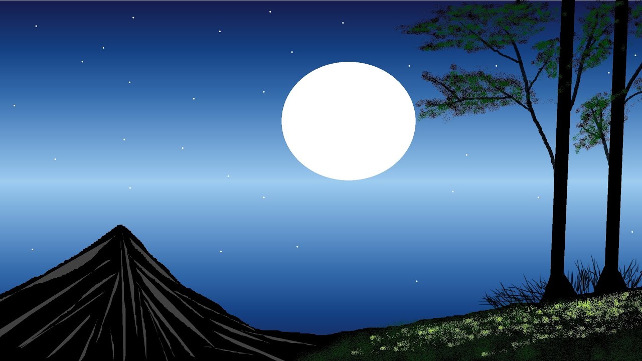 Drow to Beautiful moon scenery ll computer painting ll scenery of landspace ll computer arts 