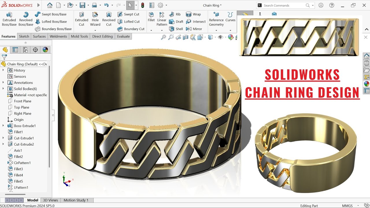 SolidWorks Tutorial | Step-by-Step Realistic Chain Ring Modeling