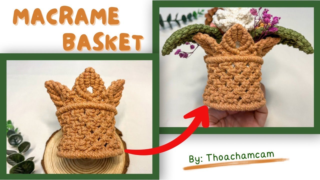 Macrame Basket Mini Tutorial | Hướng dẫn làm giỏ hoa macrame mini dễ thương @Thoahandmade