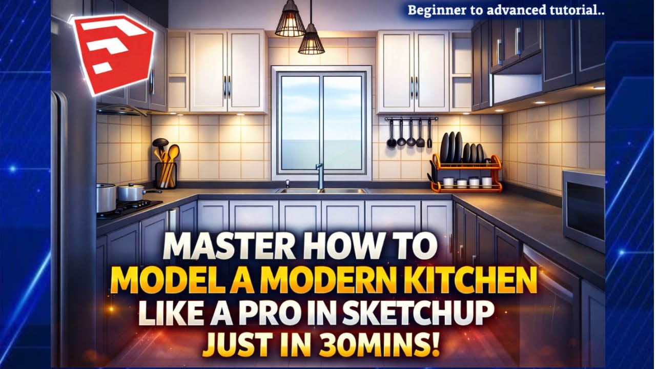 How to design a kitchen in sketchup | Step-by-Step Beginner Tutorial