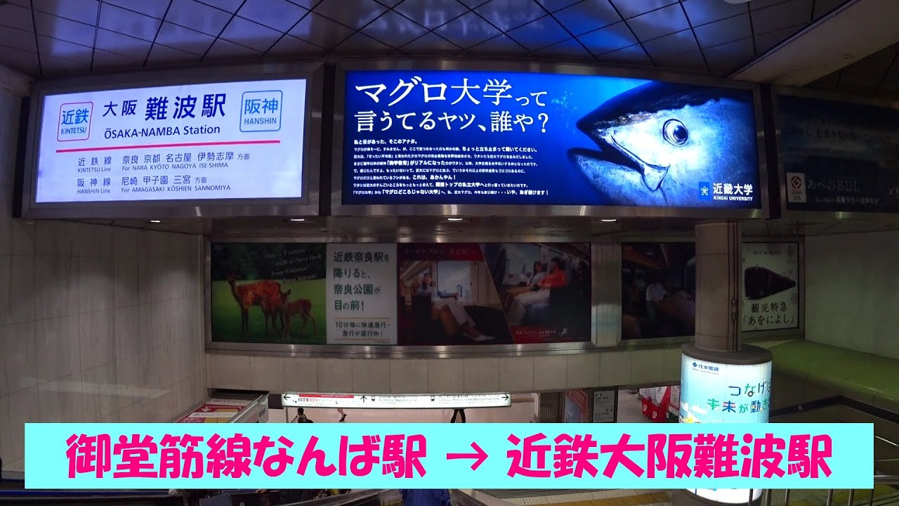 【一駅散歩】 大阪メトロ御堂筋線なんば駅～近鉄大阪難波駅　　Take a walk from Subway Namba Station to Kintetsu Osaka-Namba Station
