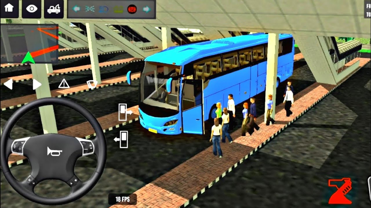 💁 Bus Simulator 🤩 Indonesia 🚌 Passenger Pickup at Bus Stand Realistic Bus Driving Gameplay