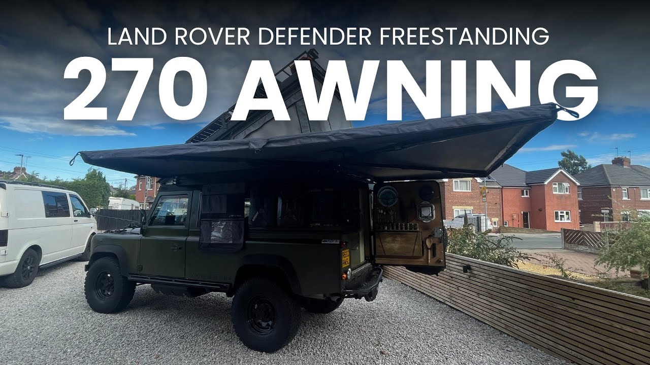 Установка отдельно стоящего тента 270° на кемпер Land Rover Defender 110 | Установка палатки и тр...