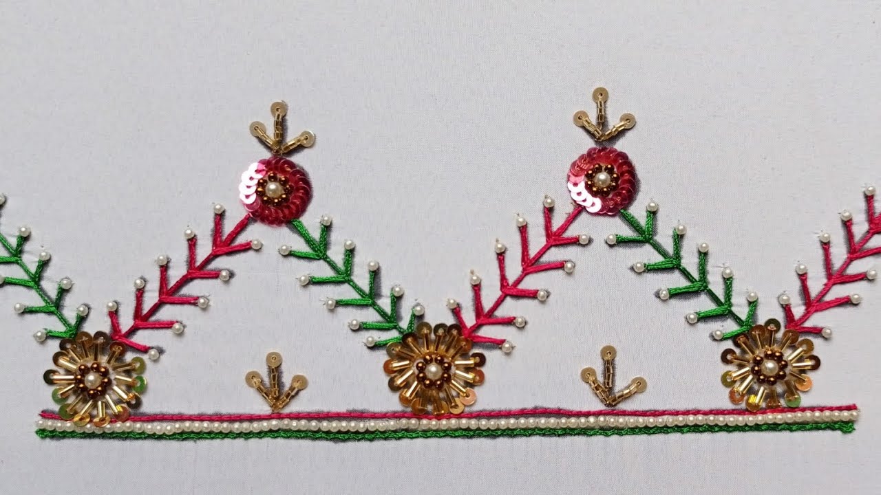 Hand work border design Kaise banaen hand work Kadhai ka design