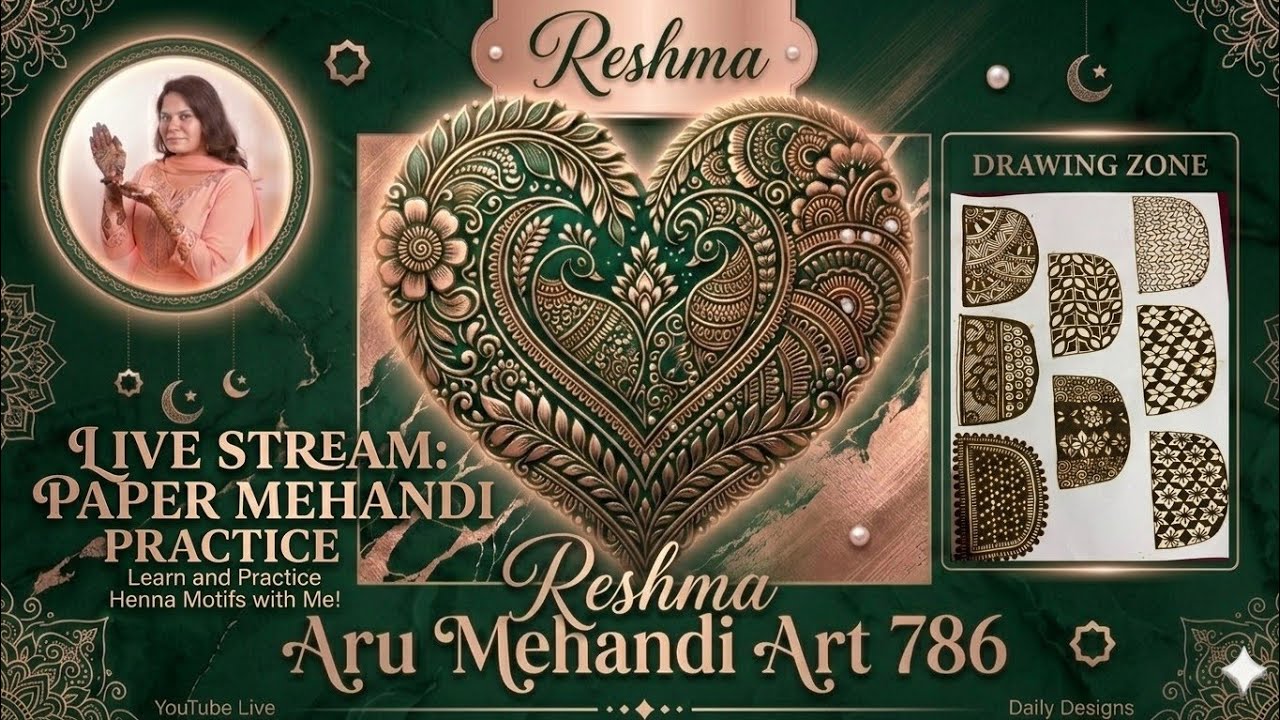  Live D Shape Mehndi Design Practice | Paper Mehndi Patterns Collection | Easy&Creative HennaArt2026