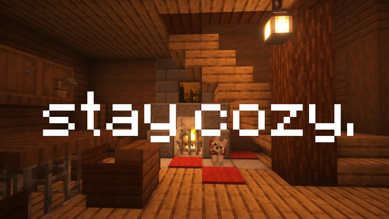 oak shadows (dog resting by the minecraft hearth)