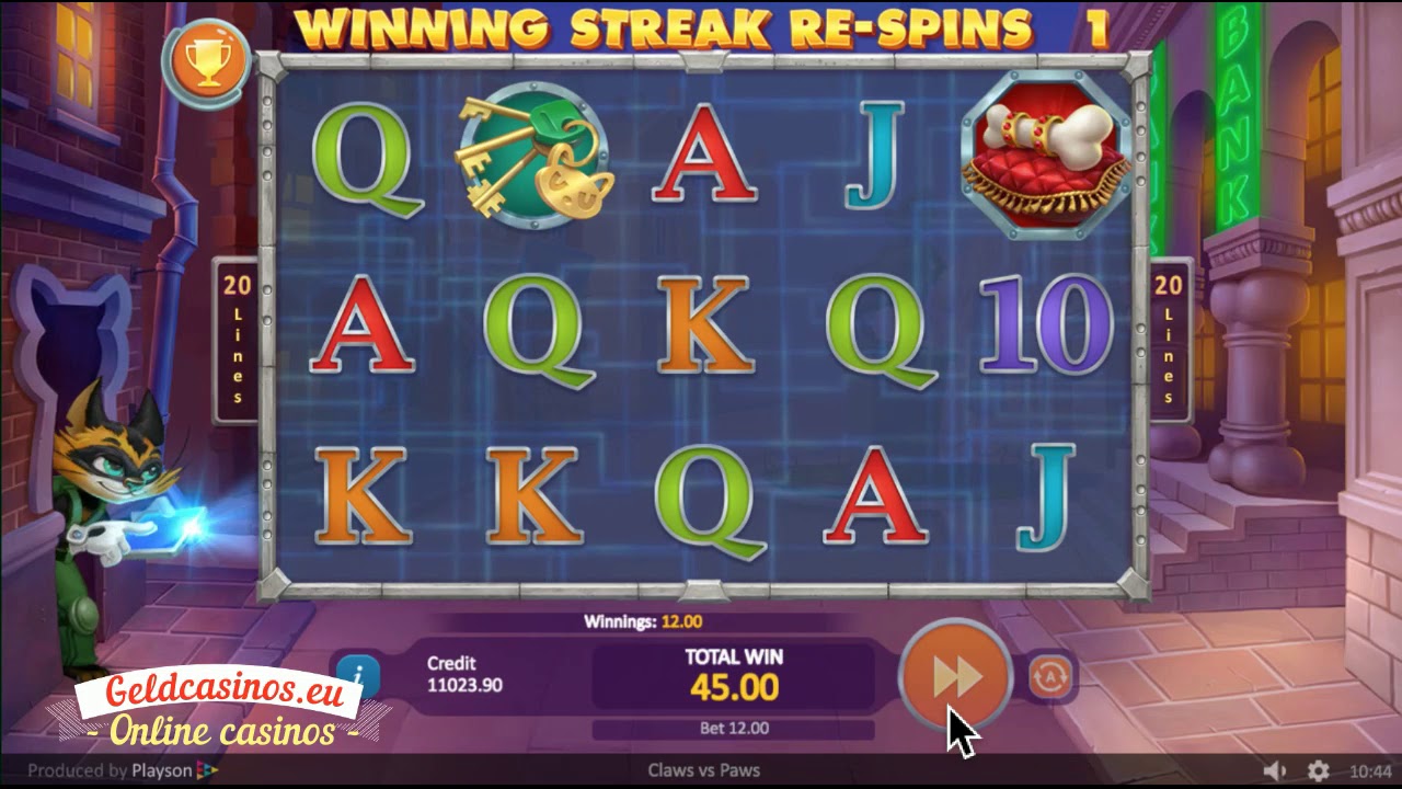 Claws vs Paws Spielautomat, Winning Streak!