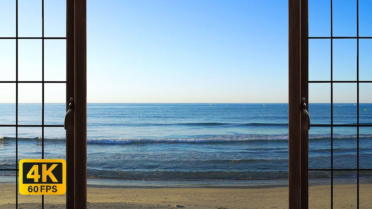 4K the south of France beach morning open window view