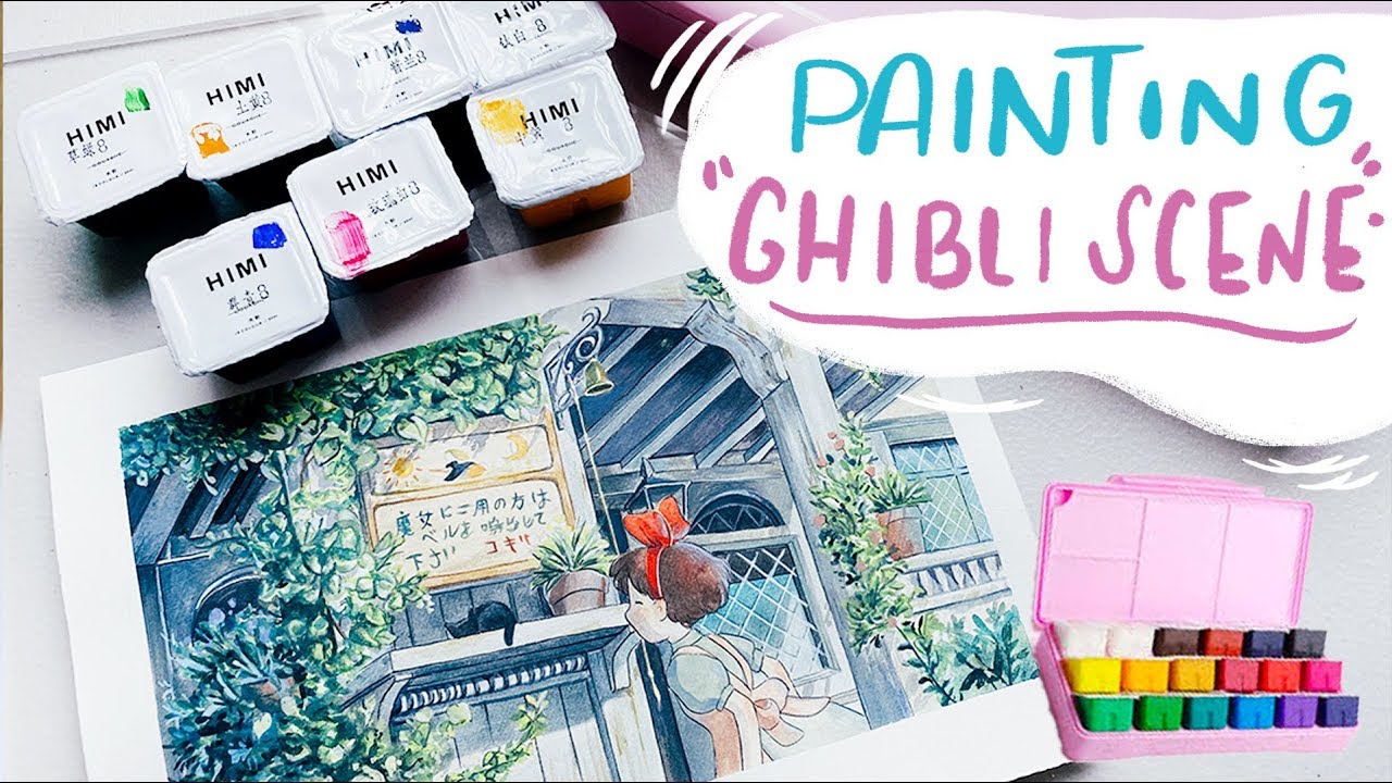Painting  Studio Ghibli Scene - Probando HIMI GOUACHE