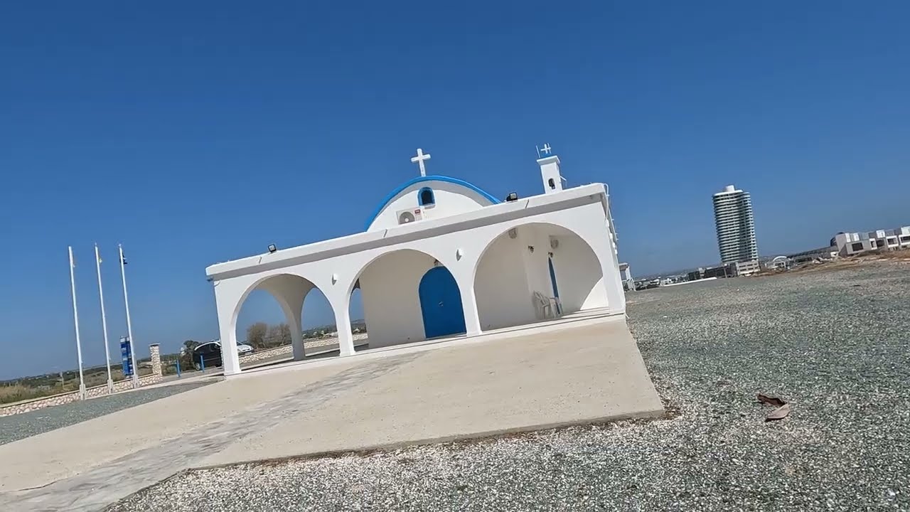 Agia Thekla, the blue church next to Ayia Napa marina! Travel, Relax. Църква 