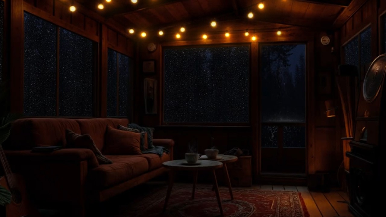 99% Fall Asleep Fast 😴 Heavy Rain Outside a Cozy Wooden Cabin 🌧️ Warm Night Ambience