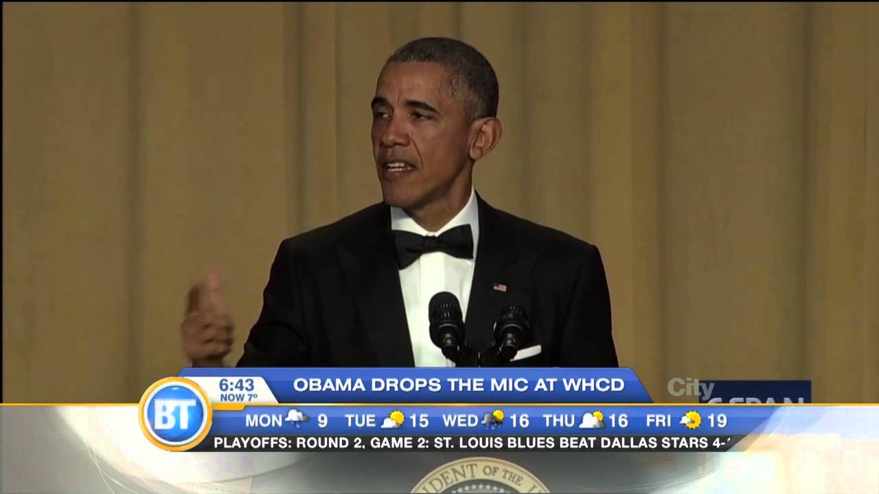 Obama drops the mic, jokes at 