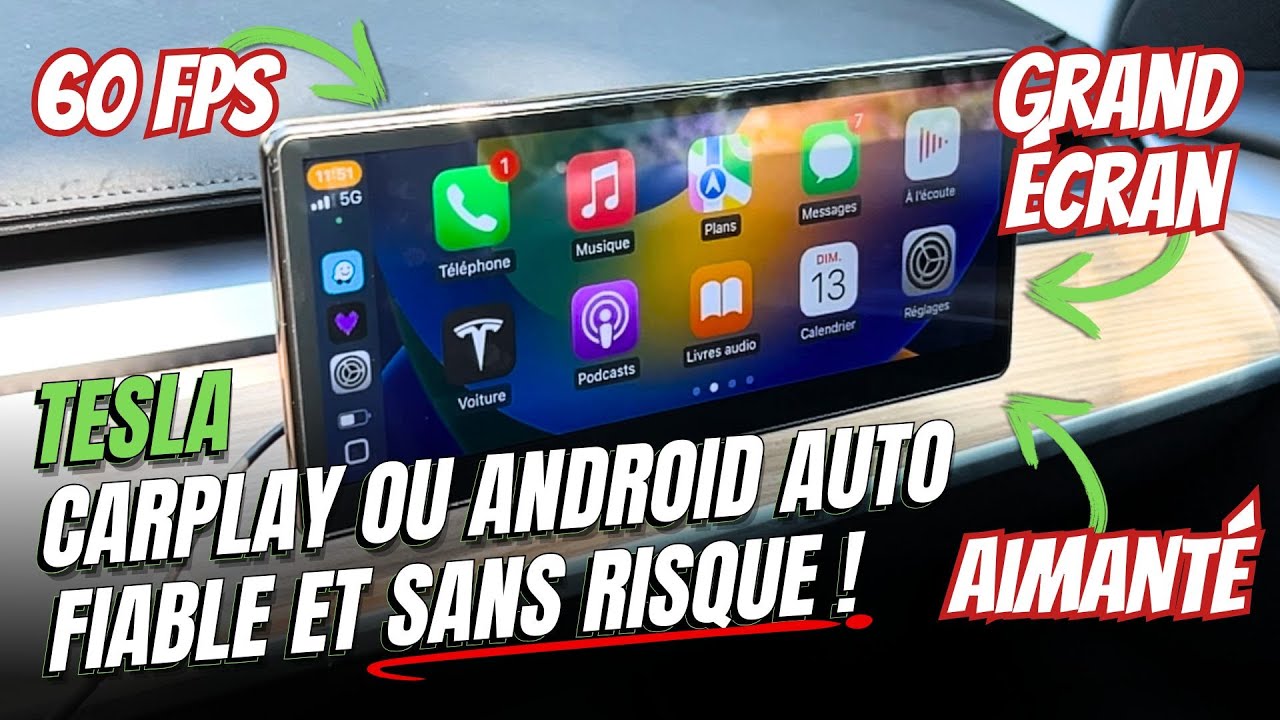 CarPlay & android auto dans la Tesla sans risque : CarPodGo T3 Pro
